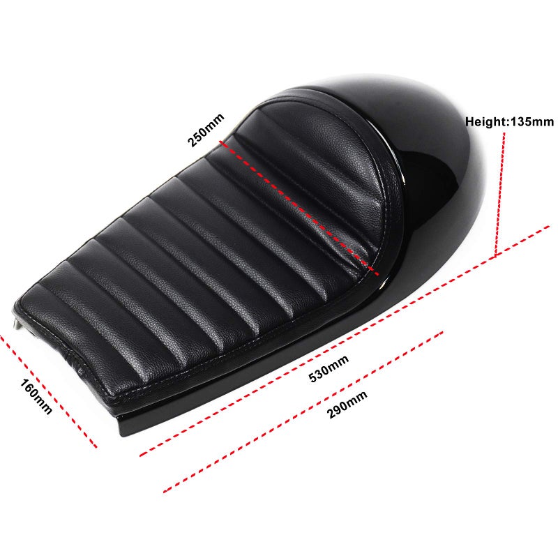 DKMOTORK 0391 Motorcycle Hump Cafe Racer Seat All Blackï¼ˆgloss black finish, subframe modification is requiredï¼‰ - Image 5